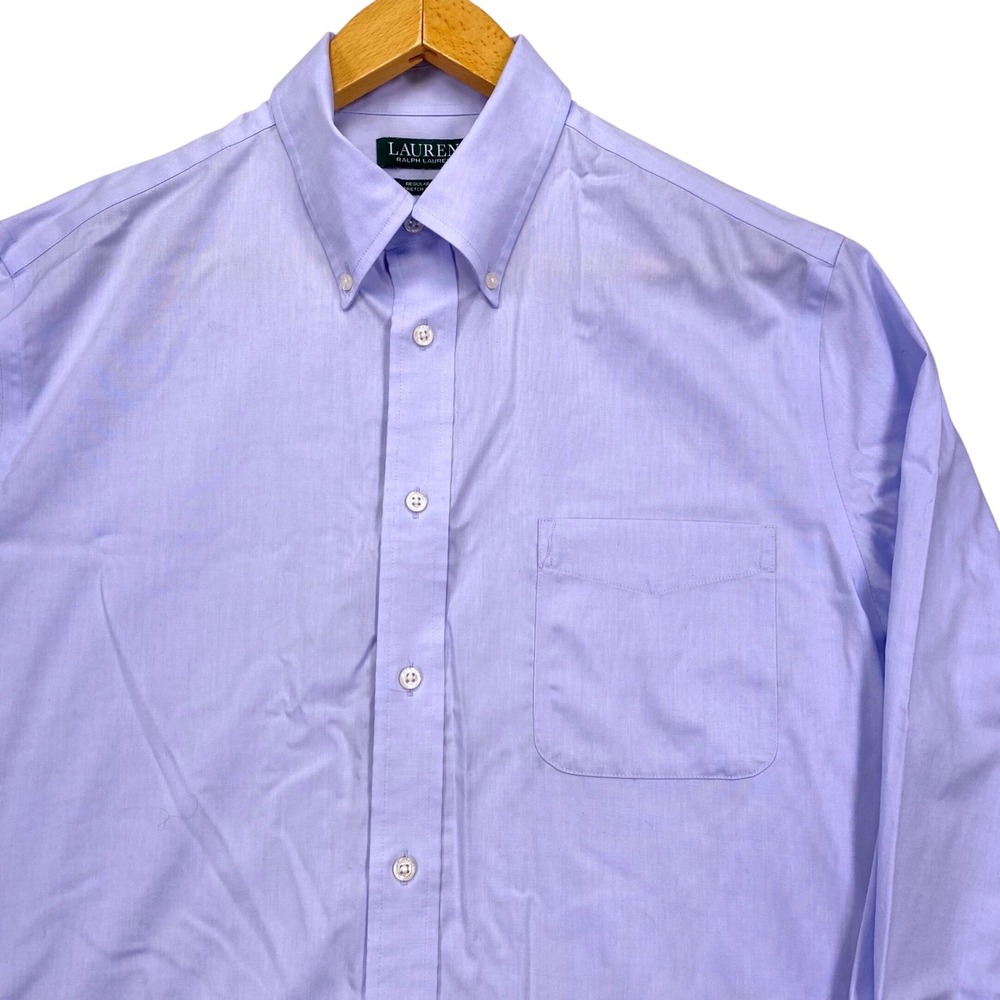 Lauren Ralph Lauren Button Down Mens 16.5 34/35 L Blue Stretch Regular Fit Shirt